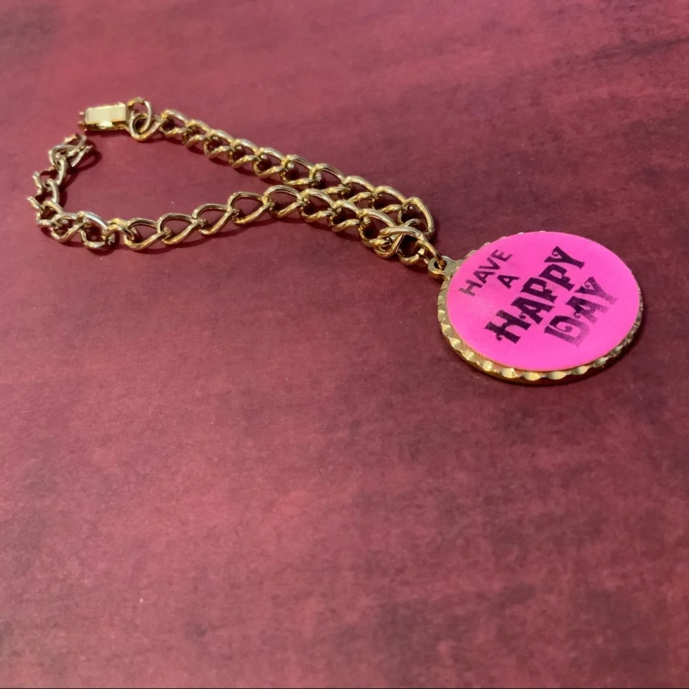 SMILEY HAVE A NICE DAY CHANGE IMAGE VERY VINTAGE BRACELET 70s - Picture 9 of 12